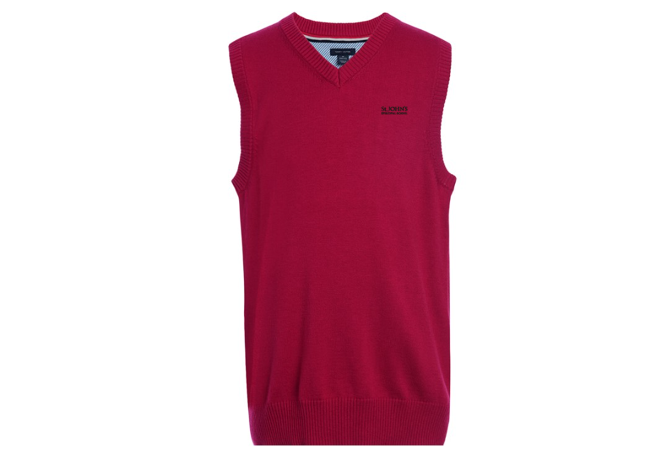 Used red coed v neck sweater vest tommy hilfiger st john s student store